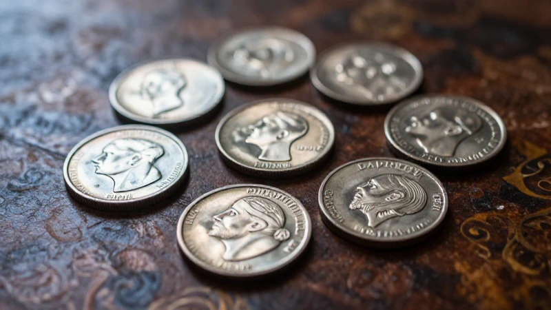 Monedas centenarias con brillo plateado y contraste vibrante