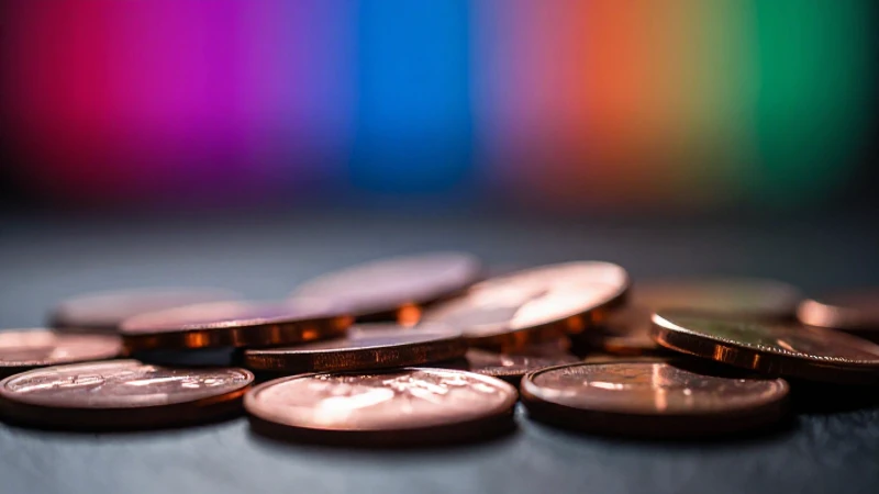 Monedas de cobre destacadas con iluminación dramática