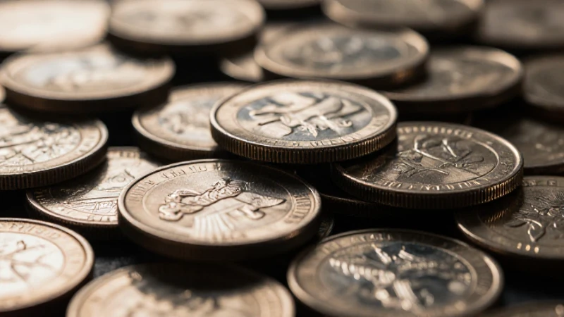 Monedas plateadas apiladas con iluminación cinematográfica