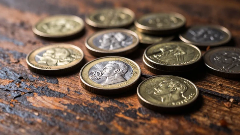 Cuáles son las monedas que compra el Banco de México 2 Pesos mexicanos sobre madera con luz dramática