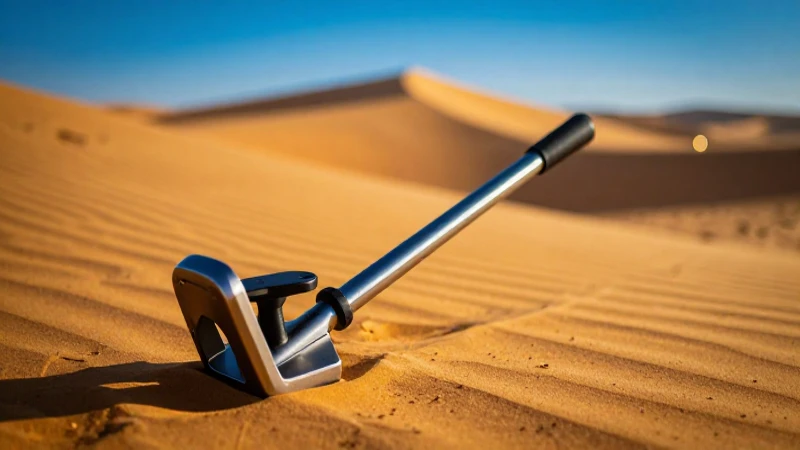 Detectores de metal en dunas doradas y vibrantes