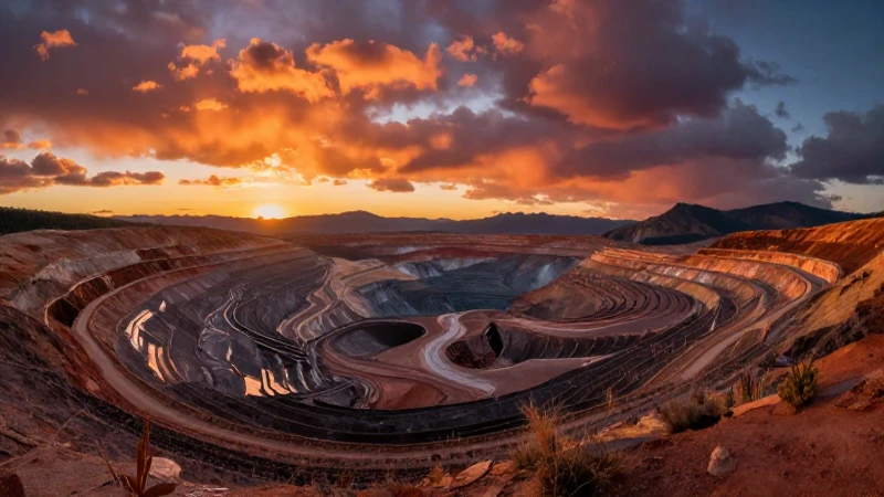 Impresionante paisaje minero al atardecer