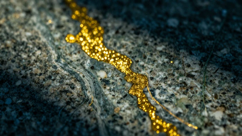 Granito dorado resalta con luz dramática