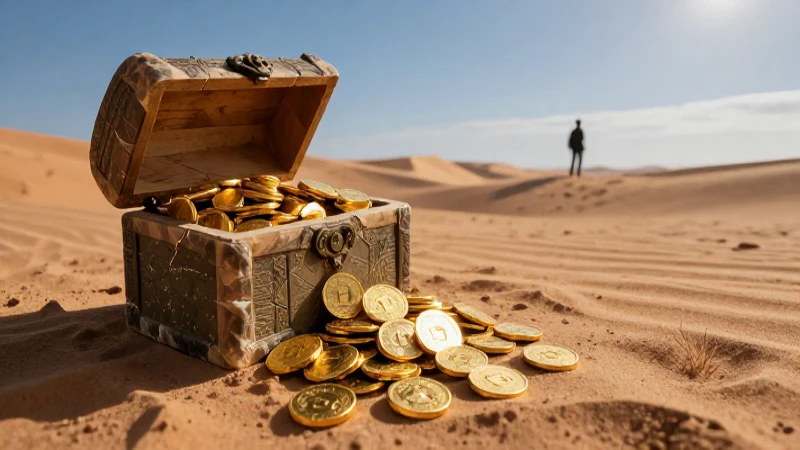 Monedas de oro desbordando del tesoro antiguo