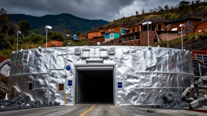 Entrada mina en paisaje venezolano impactante