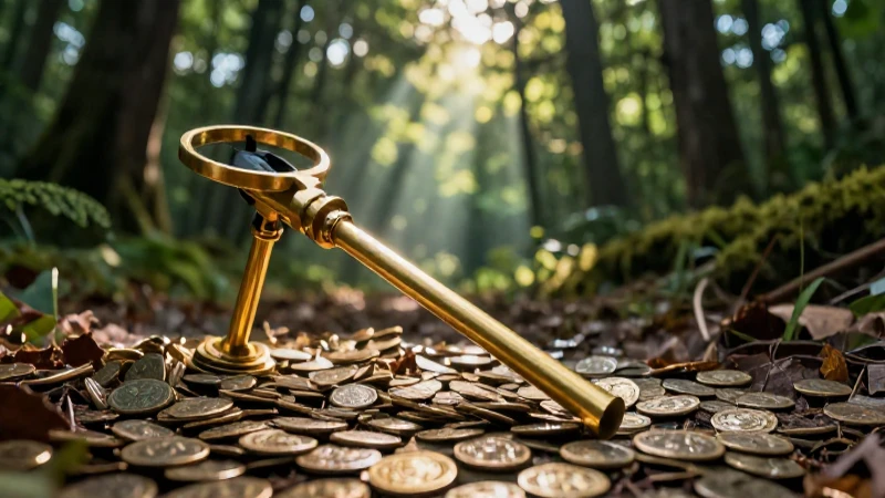 Detector dorado revela monedas antiguas en bosque
