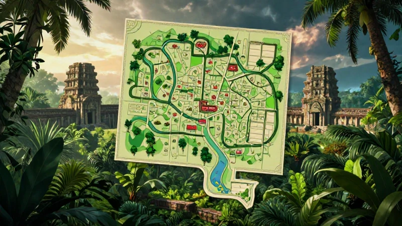Mapa del tesoro en ruinas tropicales espectaculares