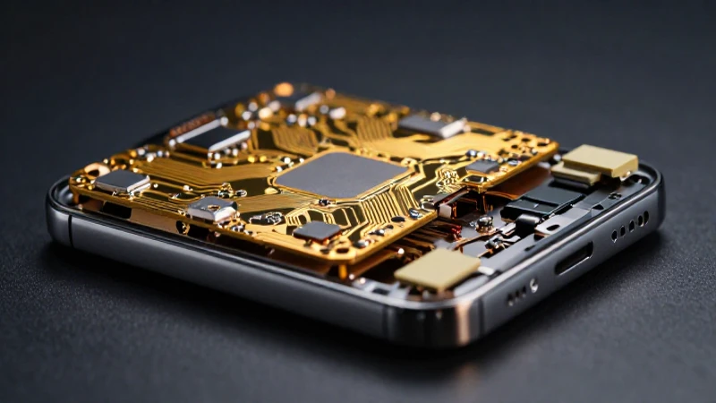 Componentes dorados de smartphone, imagen impactante