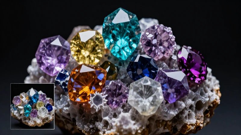 Fotografía macro llamativa de minerales y gemas