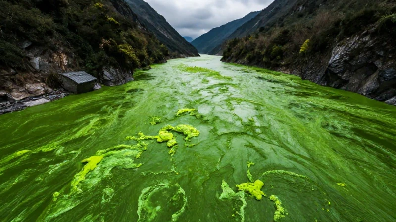Río contaminado y algas tóxicas en aparente drama