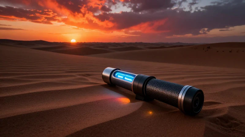 Atardecer dramático ilumina desierto con metal detector