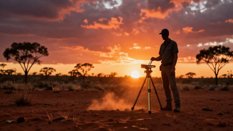 Buscador de oro al atardecer en Australia