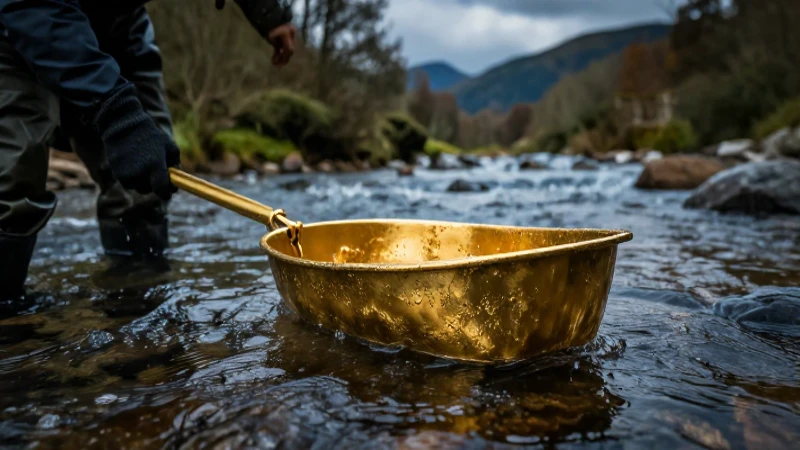 Búsqueda del oro en paisaje gallego dramático