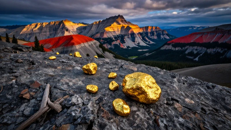 Piedras doradas resaltan en paisaje rocoso