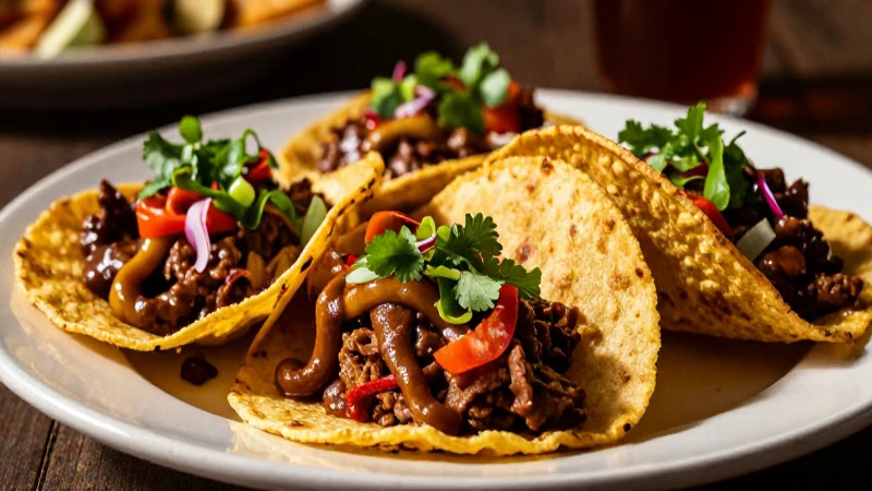 Comida mexicana vibrante en luz cinematográfica