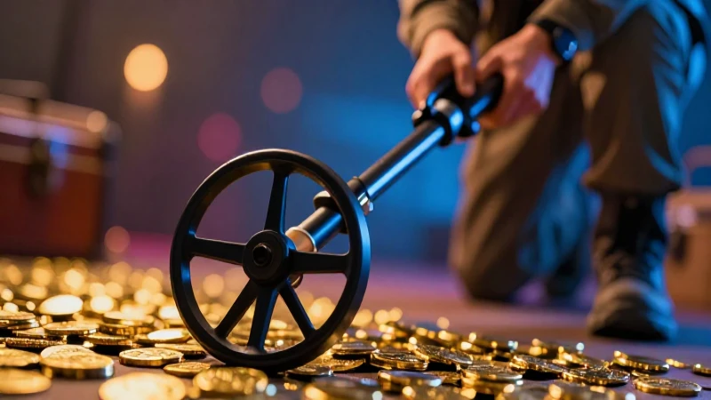 Caza tesoros con monedas doradas y luz dramática