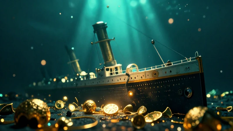 Naufragio del Titanic: oro y luz dramática