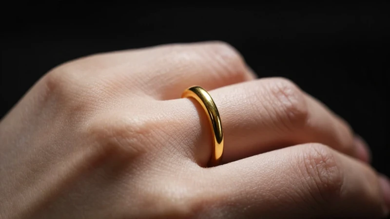 Anillo dorado resalta en primer plano elegante