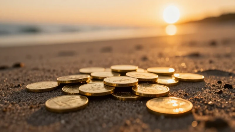 Cuándo y dónde puedes encontrar monedas perdidas 4 Monedas doradas brillan en la playa al atardecer