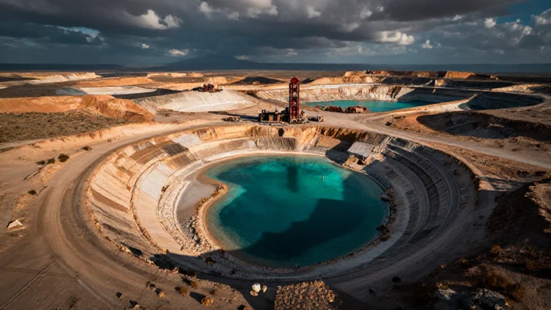 Desierto mexicano con minería y colores cálidos