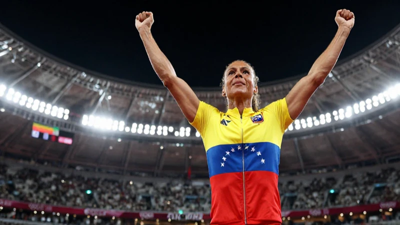 Atleta venezolana celebra oro olímpico