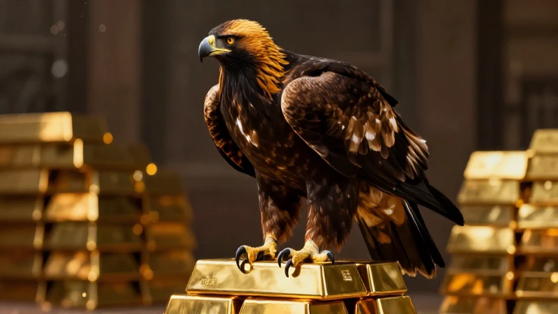 Águila dorada sobre oro con luz dramática