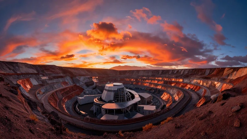Minería en Chile: ¿Cuánto contribuye al PIB? 2 Atardecer vibrante en mina chilena y dramático