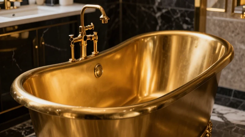 Baño lujoso y cinematográfico en oro
