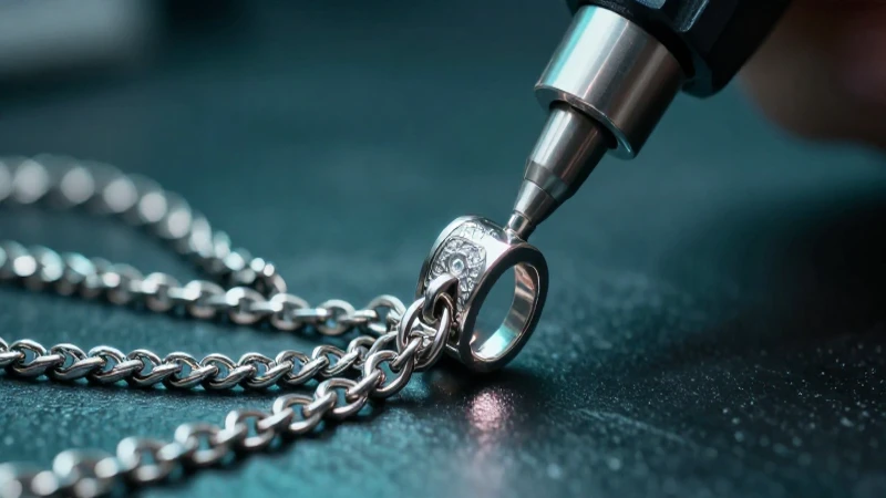 Cadena de plata brillante en estudio