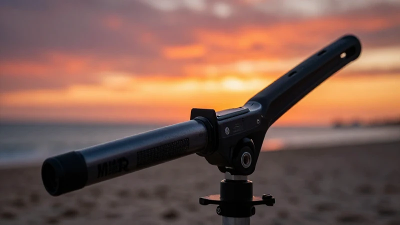 Metal detector en playa al atardecer
