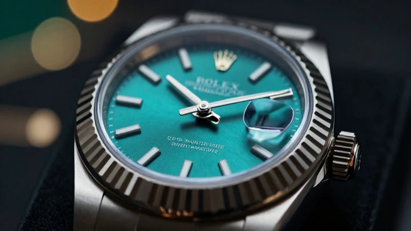Reloj Rolex plateado, fotografía dramática y detallada