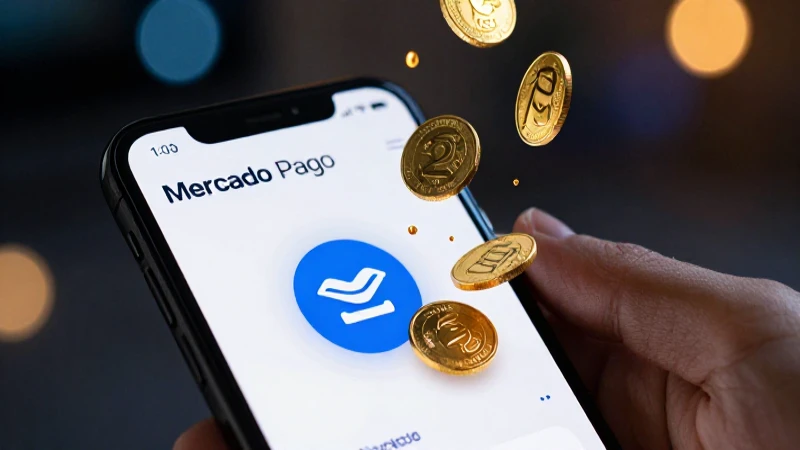 Mercado Pago destaca en smartphone con iluminación dorada