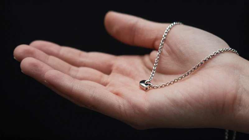 Cadena plateada en mano, elegante fotografía artística