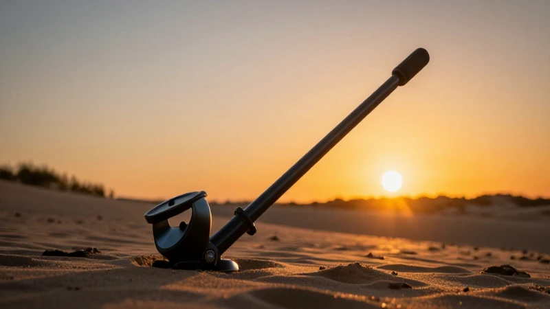 Detectores de metal en dunas al atardecer