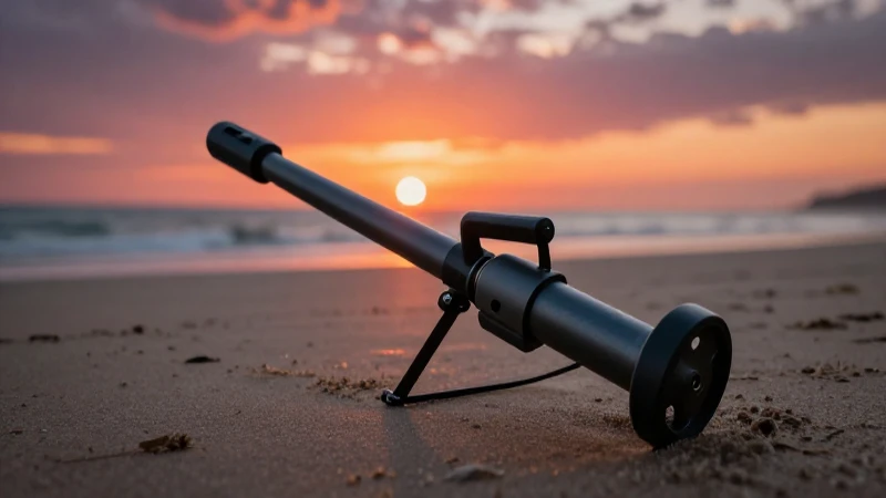 Atardecer cinematográfico en la playa con metales