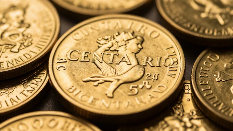 Monedas de oro resplandecientes en primer plano