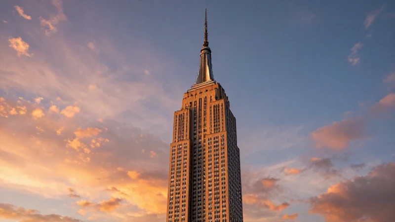 Espectacular horizonte al atardecer en el Empire State