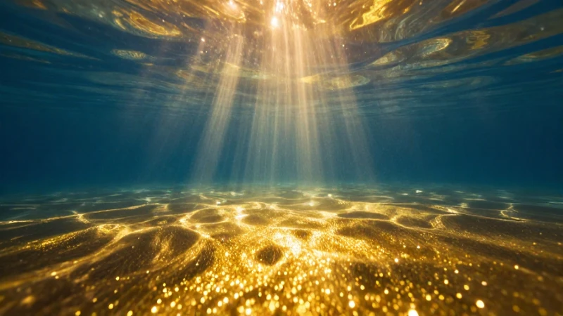 la cantidad de oro en el mar: ¿Cuánto se ha encontrado hasta ahora? 3 Paisaje submarino dorado, iridiscente y dramático