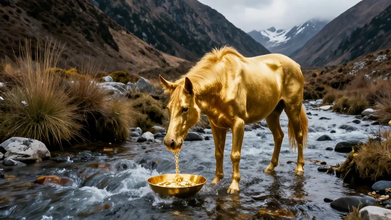 Prospecto busca oro en arroyo montañoso