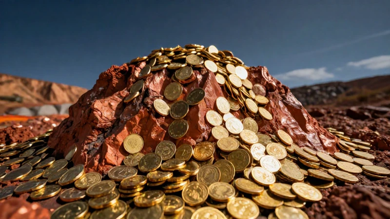 Montaña de cobre y oro brillante en primer plano