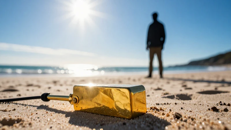 Búsqueda de tesoros con detector en la playa