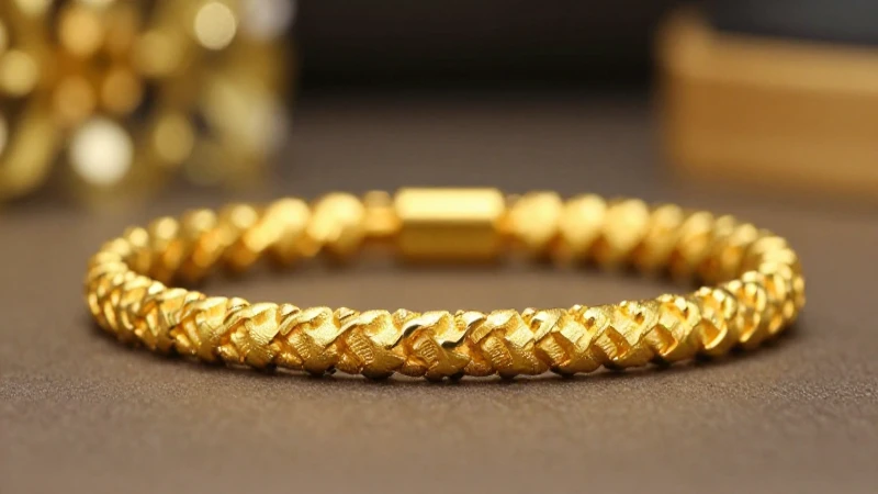 Pulsera dorada brillante con fondo elegante