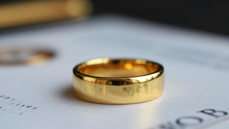 Anillo dorado certificado en primer plano cautivador