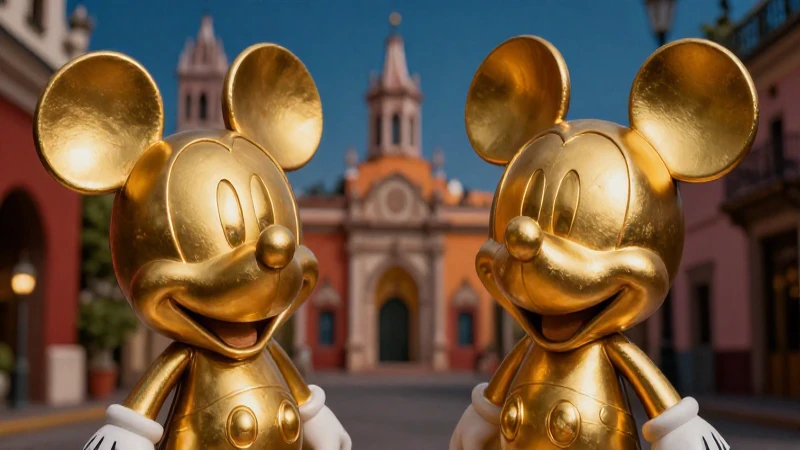 ¿Cuántos Mickey de Oro se encuentran en México? 3 Mickey dorado destaca en paisaje cálido y elegante