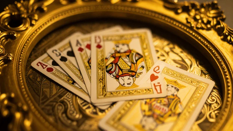 Cartas doradas españolas en primer plano dramático