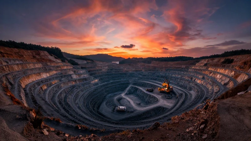 Minería épica al atardecer, paisajes impactantes