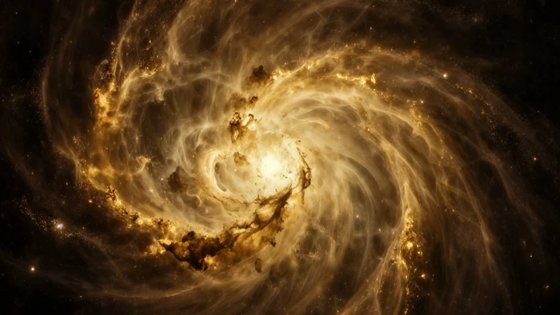 Nebulosa dorada explosiva y fotorealista