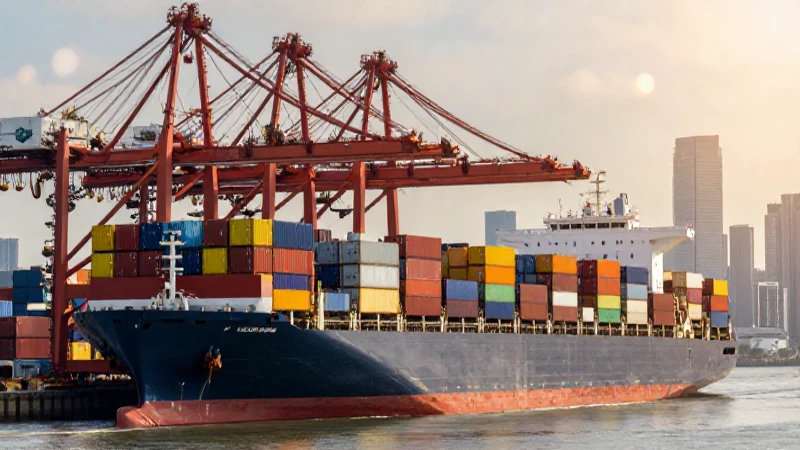 Comercio global vibrante con iluminación cálida y nítida
