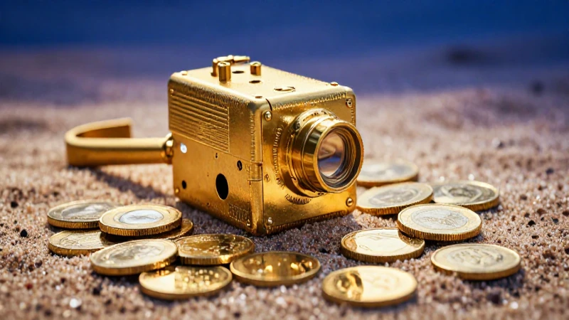Monedas doradas encontradas bajo luz épica