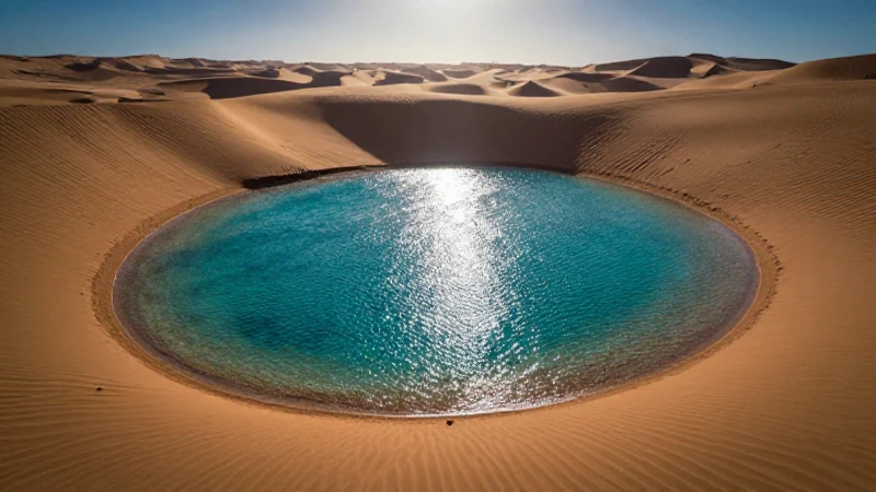 Aguas turquesa brillan en el desierto